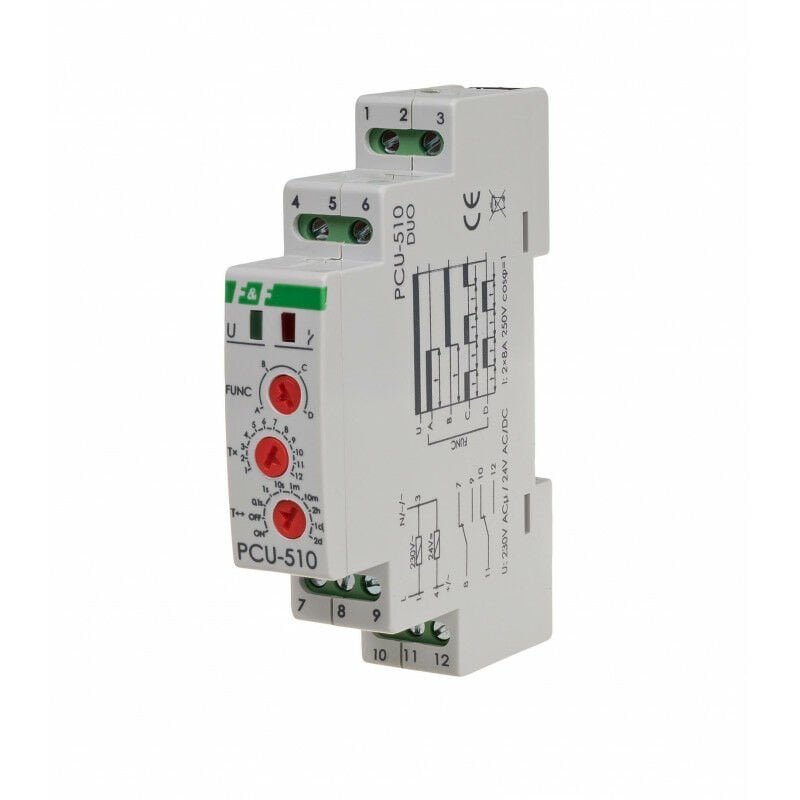 F&F PCU-510 DUO Zaman Rölesi Gecikmeli Kapatma-Açma Döngüsel 230 V AC-24 V AC-DC