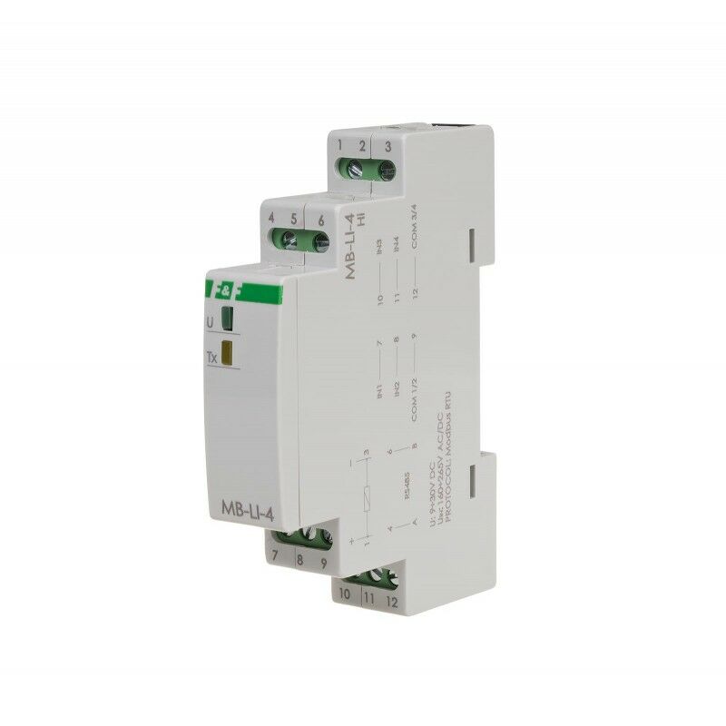 F&F MAX-MB-LI-4LO  MODBUS RTU Çıkışlı 4 Kanallı Darbe Sayacı